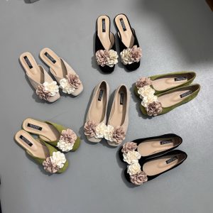 French Floral Soft Sole Flat Shoes Women's Korean Style Comfortable Slip-On Low Top Shoes