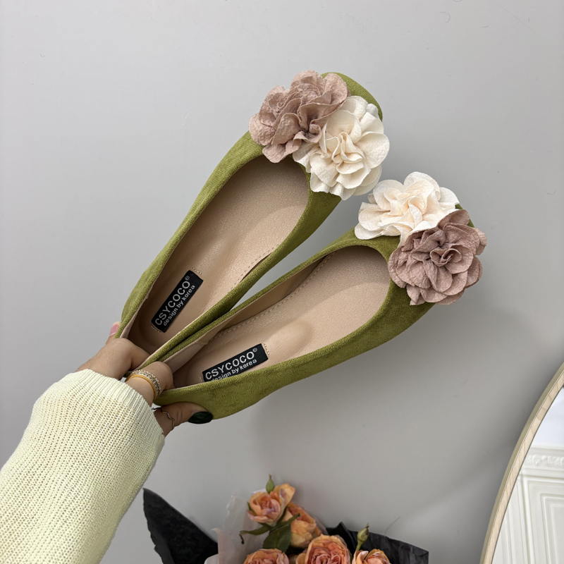 French Floral Soft Sole Flat Shoes Women's Korean Style Comfortable Slip-On Low Top Shoes - Image 2