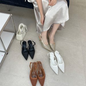 2026 New Arrival Closed Toe Hollow Woven Buckle Strap Sandals
