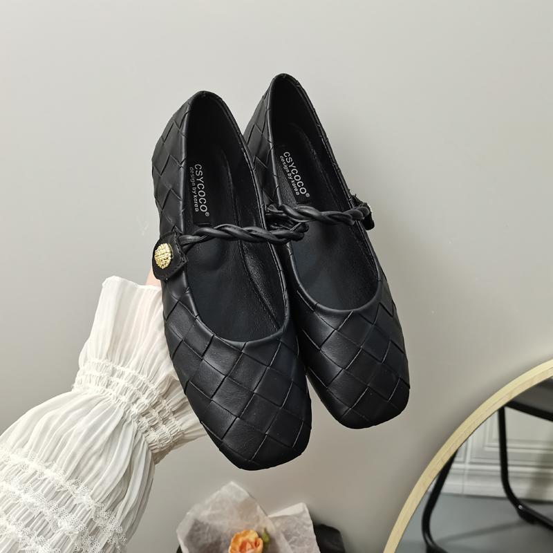 CSYCOCO 2026 Spring New Minimalist Black Casual Magic Tape Flat Shoes - Image 3