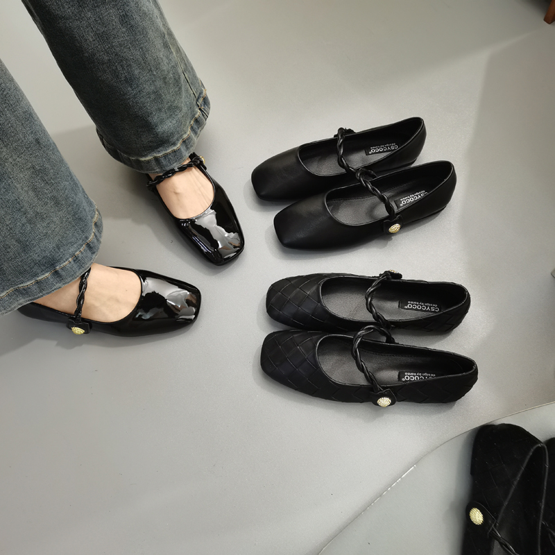 CSYCOCO 2026 Spring New Minimalist Black Casual Magic Tape Flat Shoes - Image 5
