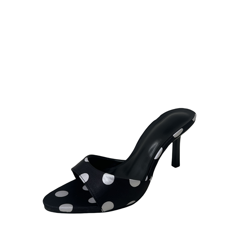 2026 New Hong Kong Style Peep Toe Polka Dot High Heel Sandals Women - Image 5