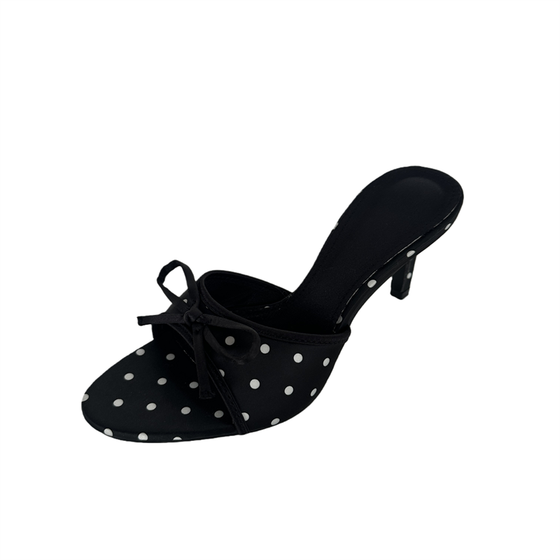 2026 New High Heel Peep Toe Polka Dot Sandals One Strap Slip On - Image 5