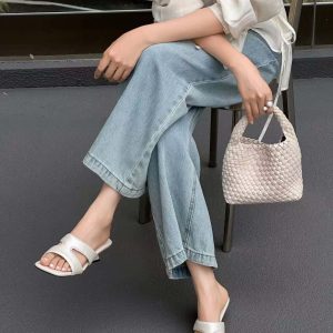Minimalist Slide Sandals 2026 New Summer Square Toe Block Heel Dressy Versatile